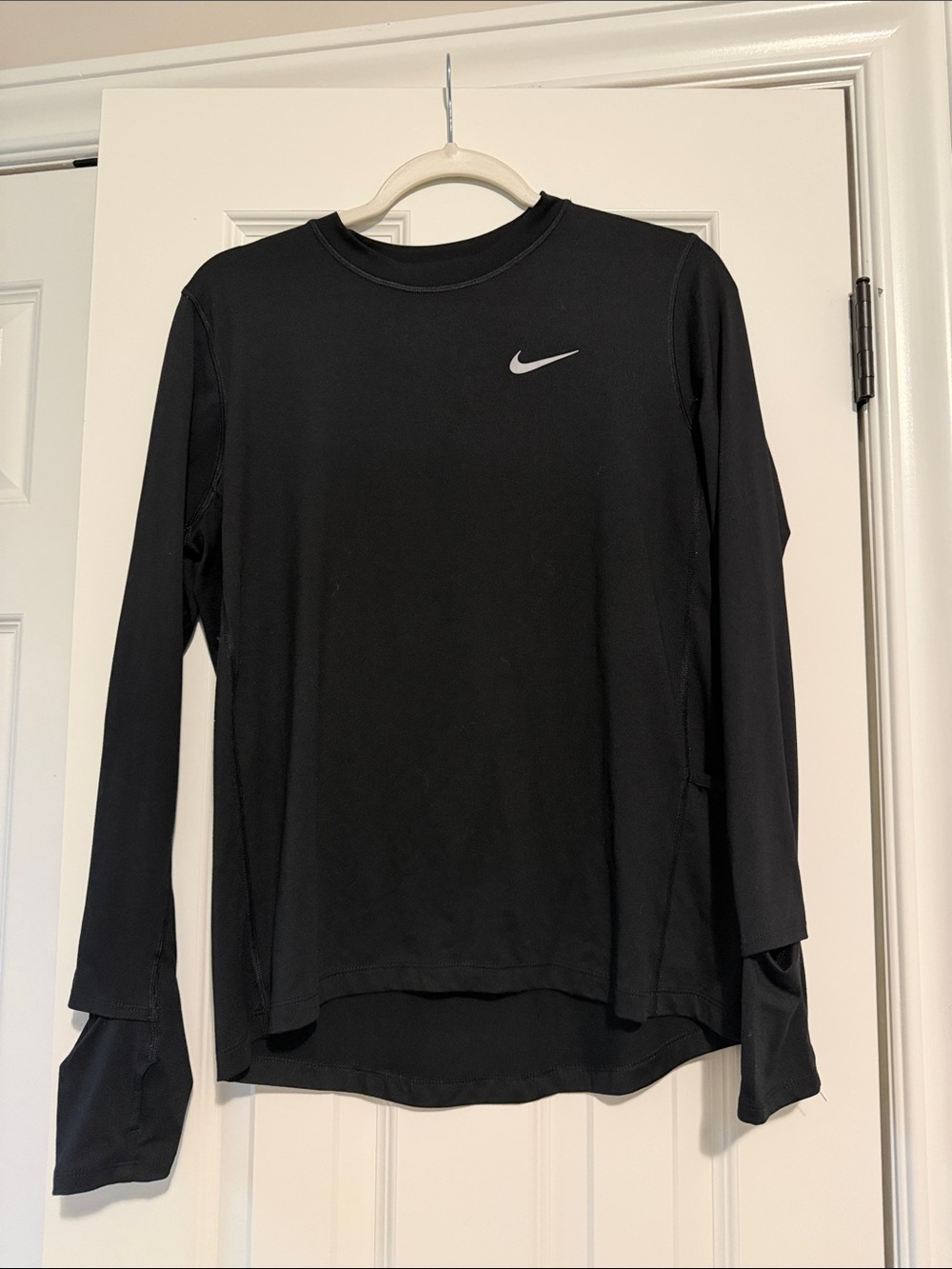 Nike Running Black Long-Sleeve Performance Top with Reflective Swoosh